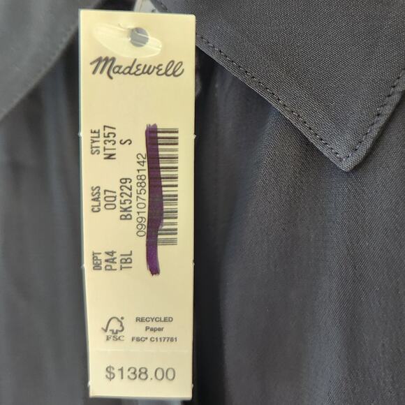 NWT Madewell Relaxed Button-Front Mini Dress Black S - Picture 4 of 5